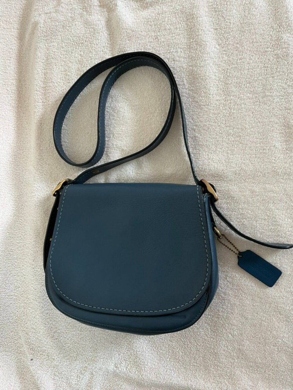 COACH 1941 Saddle 23 Bag Denim Blue Smooth Leather Crossbody Shoulder Bag
